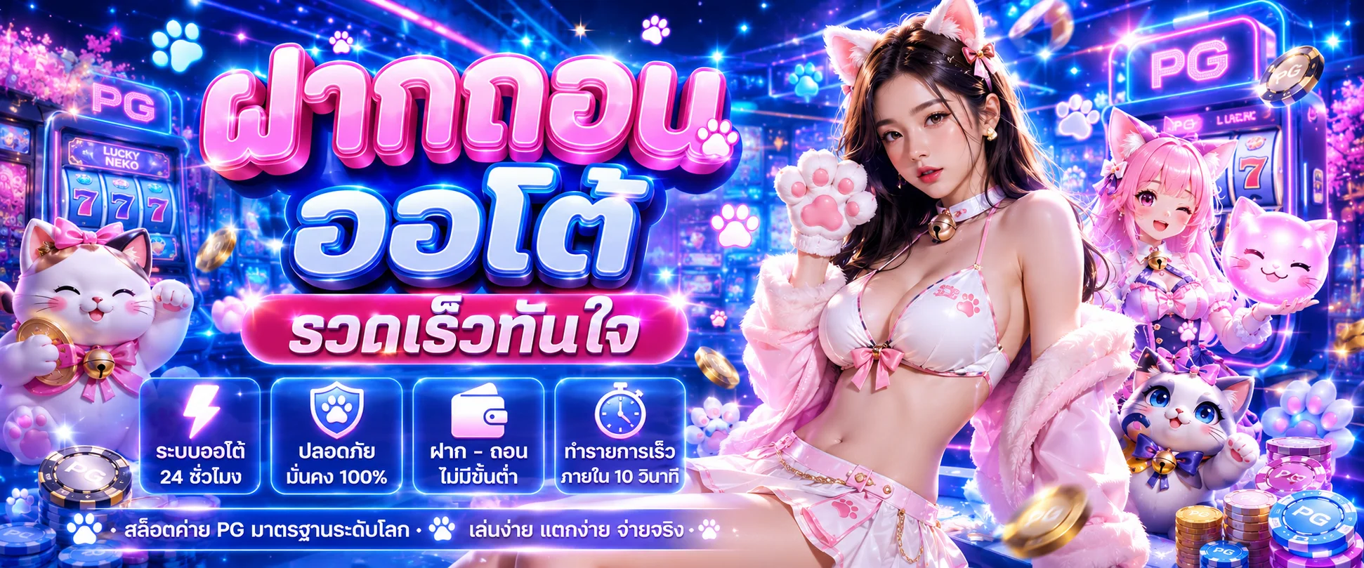 โต๊ะบาคาร่าคาสิโนสดของ Neko96 พร้อมดีลเลอร์แจกไพ่แบบเรียลไทม์